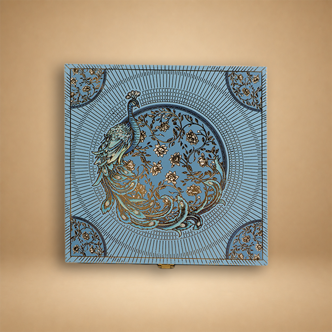 Blue Floral Peacock Luxury Sweet Jar Box - KBX27014