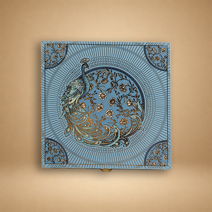 Blue Floral Peacock Luxury Sweet Jar Box - KBX27014