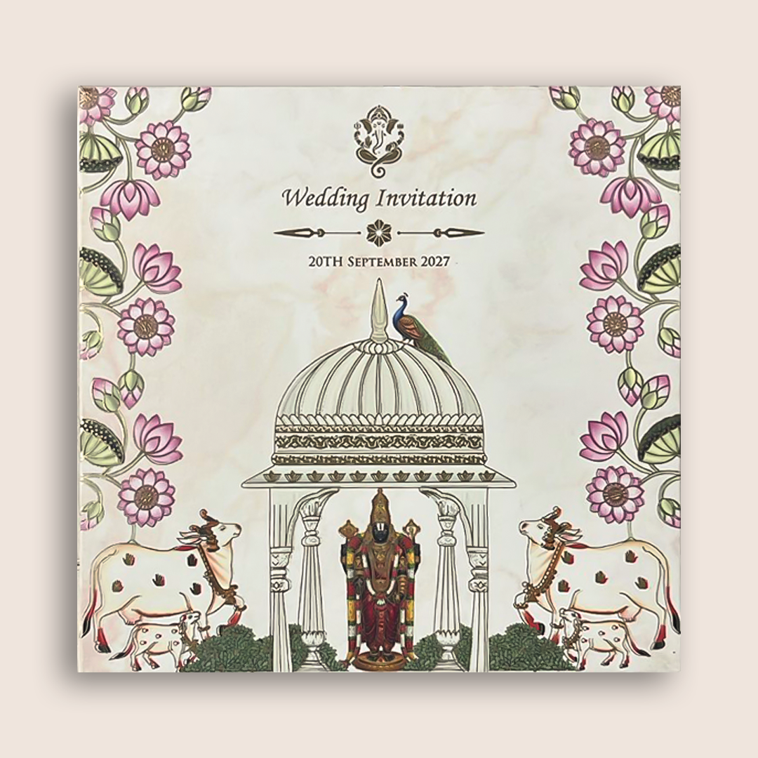 White Lotus Floral Premium Luxury Invitation - KNLW202568