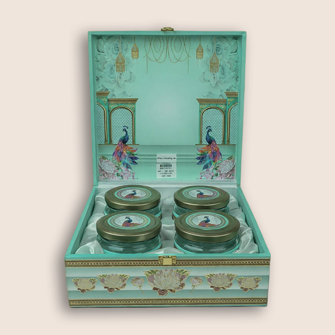 Pastel Blue Peacock Luxury Sweet Jar Box-KBX10101