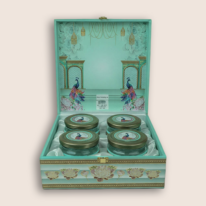 Pastel Blue Peacock Luxury Sweet Jar Box-KBX10101