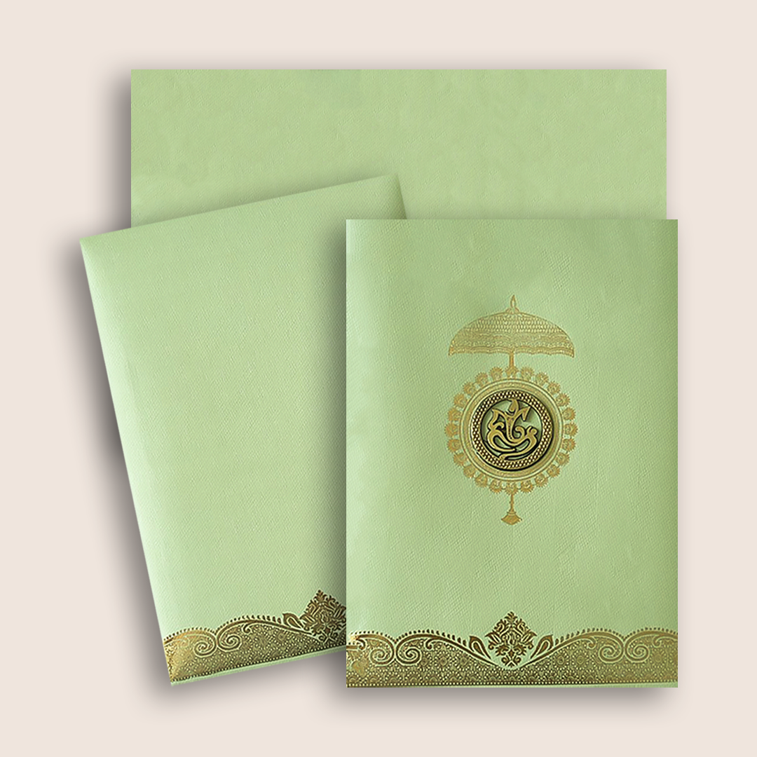 Green Gold Floral Wedding Card - KNCM024N