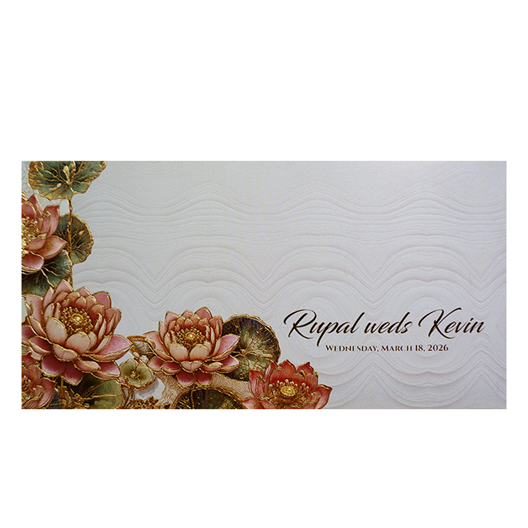 Embossed Lotus Floral Wedding Card-KPR06540