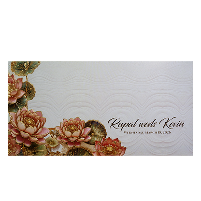 Embossed Lotus Floral Wedding Card-KPR06540