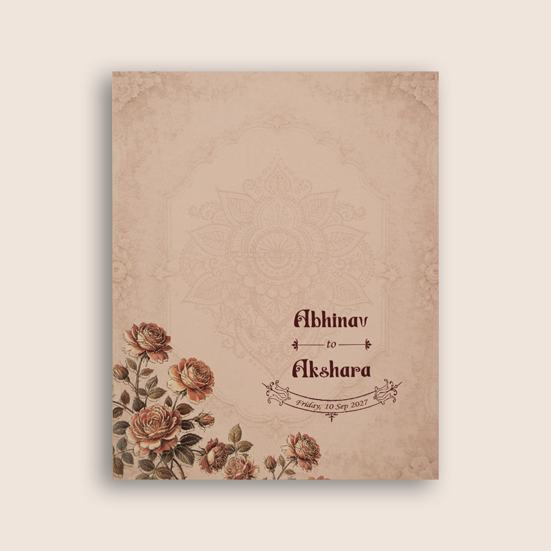 Pink Floral Door Style Padded Invitation Card - KPR07290