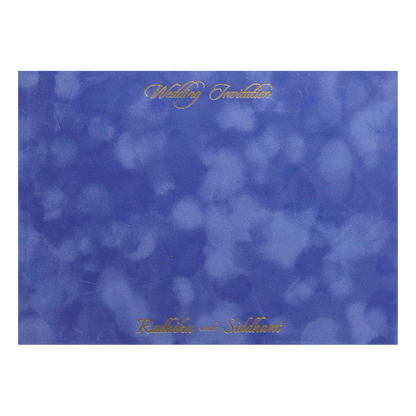 Blue Gold  Velvet Floral Padded Classic Wedding Card-KMMWD1132