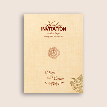 Sandal Premium Padded Floral Wedding Card - KNPS9501S