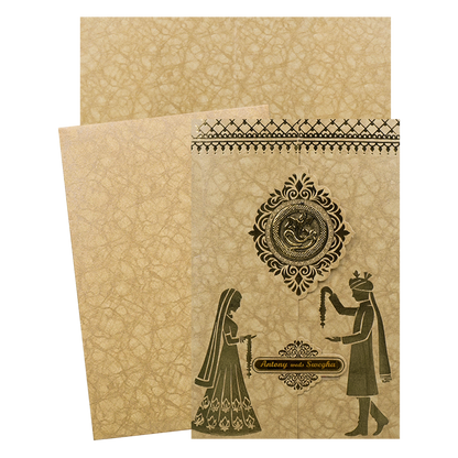 Gold Door Style Bride Groom Wedding Card-KNK3602BR