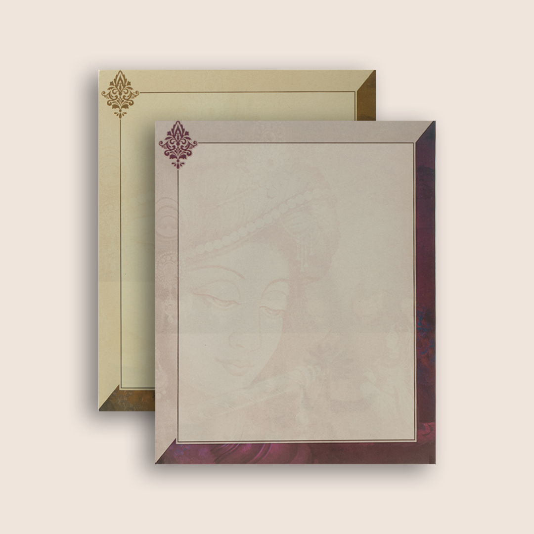Blue Lord Krishna Padded Wedding Card - KAA06370