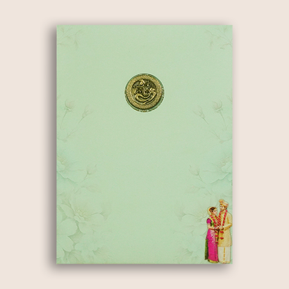 Blue South Indian Bride Groom Wedding Card - KNAR2404