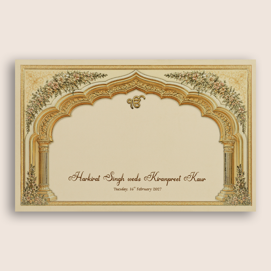Peach Floral Bride Groom Marriage Card - KPR07060