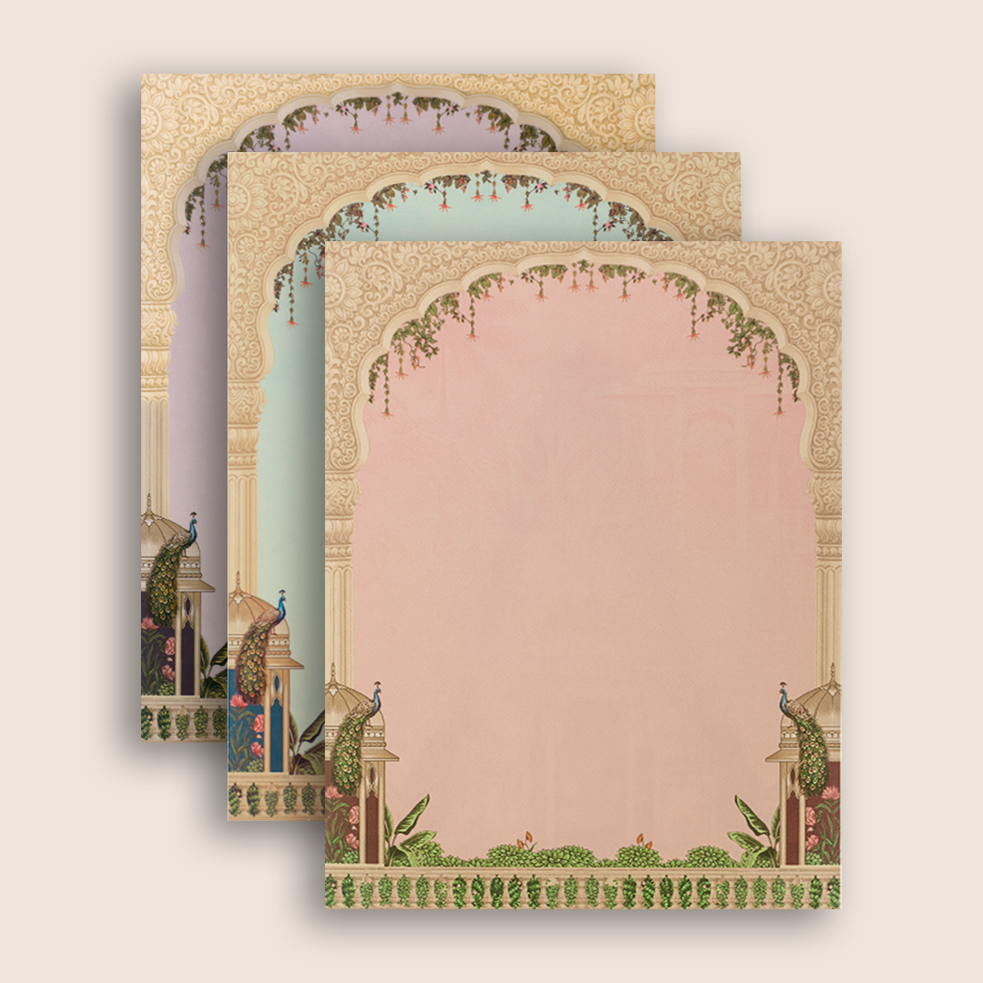 Maroon Padded Floral Peacock Wedding Card - KAA05740