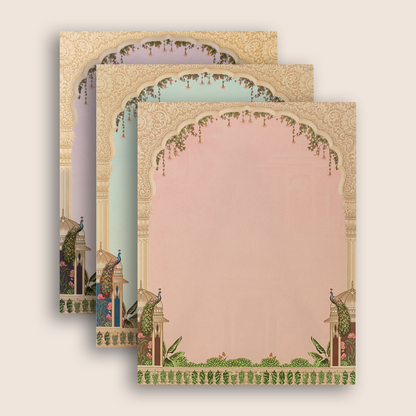 Maroon Padded Floral Peacock Wedding Card - KAA05740