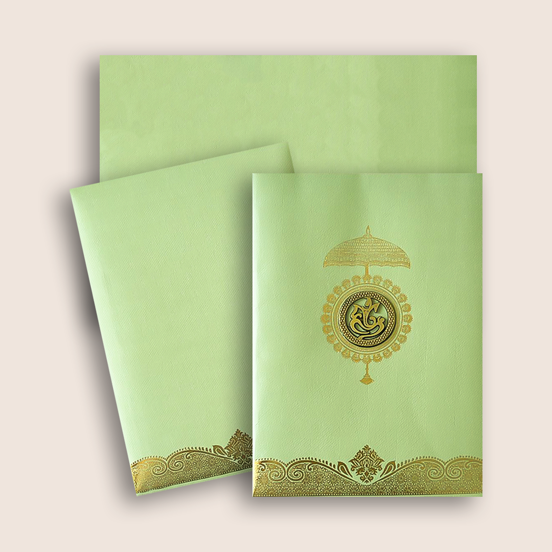 Green Gold Floral Wedding Card - KNCM024N