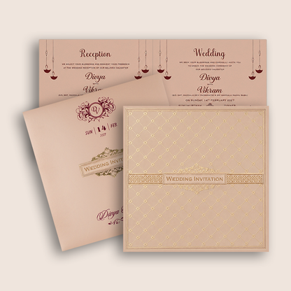 Pink Floral Lattice Wedding Card - KNRS6901