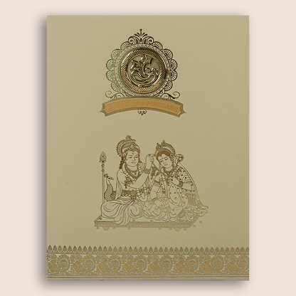 Peach Lord Karthikeya Valli Wedding Card - KNRR8710B