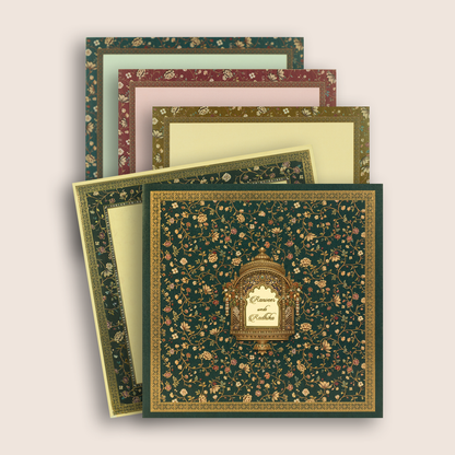 Royal Blue Floral Luxury Invitation Box - KAA06320