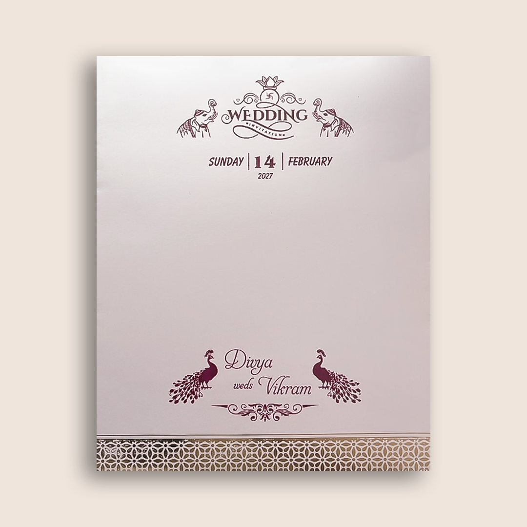 Lavender Embossed Floral Wedding Card - KNK4205P