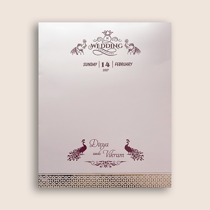 Lavender Embossed Floral Wedding Card - KNK4205P