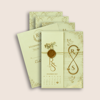White Floral Wedding Invitation Card - KJP25090