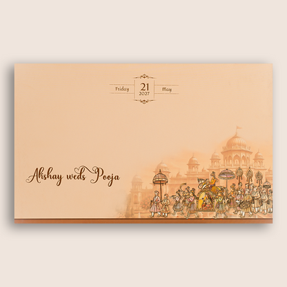 Pink Royal Bhaarat Wedding Invitation Card - KPR07080