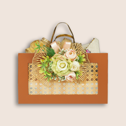 Orange Floral Premium Gift Hamper Basket - KLGH0200
