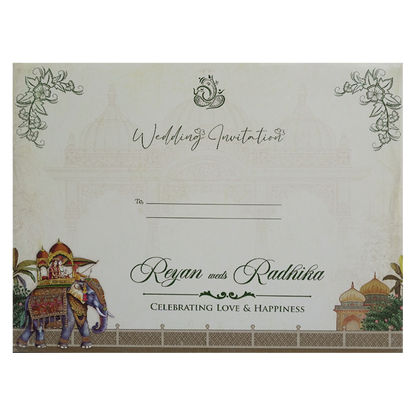 Blue Royal Elephant Padded Wedding Card - KSH73090