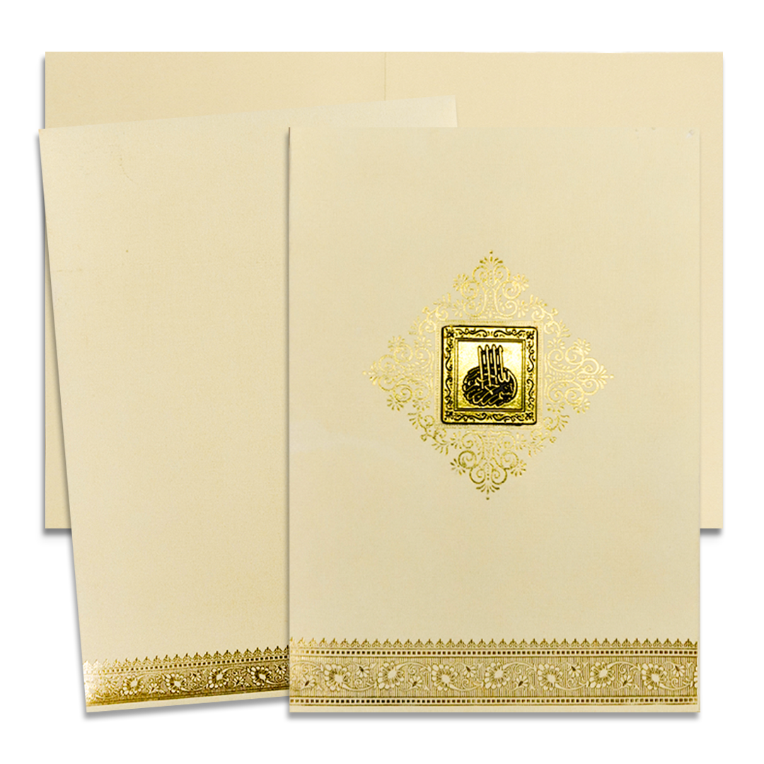 Cream Metallic Gallant Floral Wedding Card-KNCM15CGM