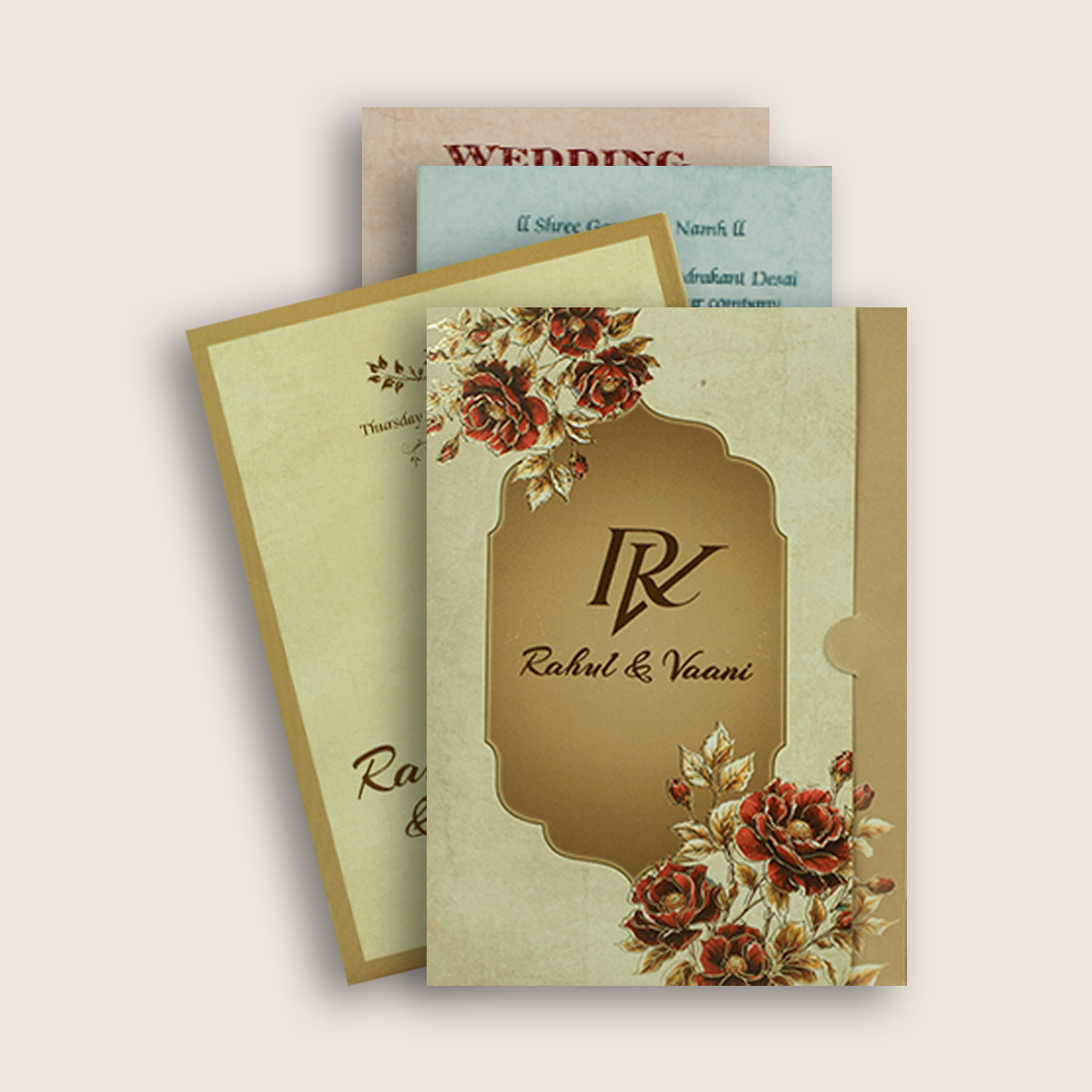 Beige Elegant Floral Wedding Invitation Card - KPR07370