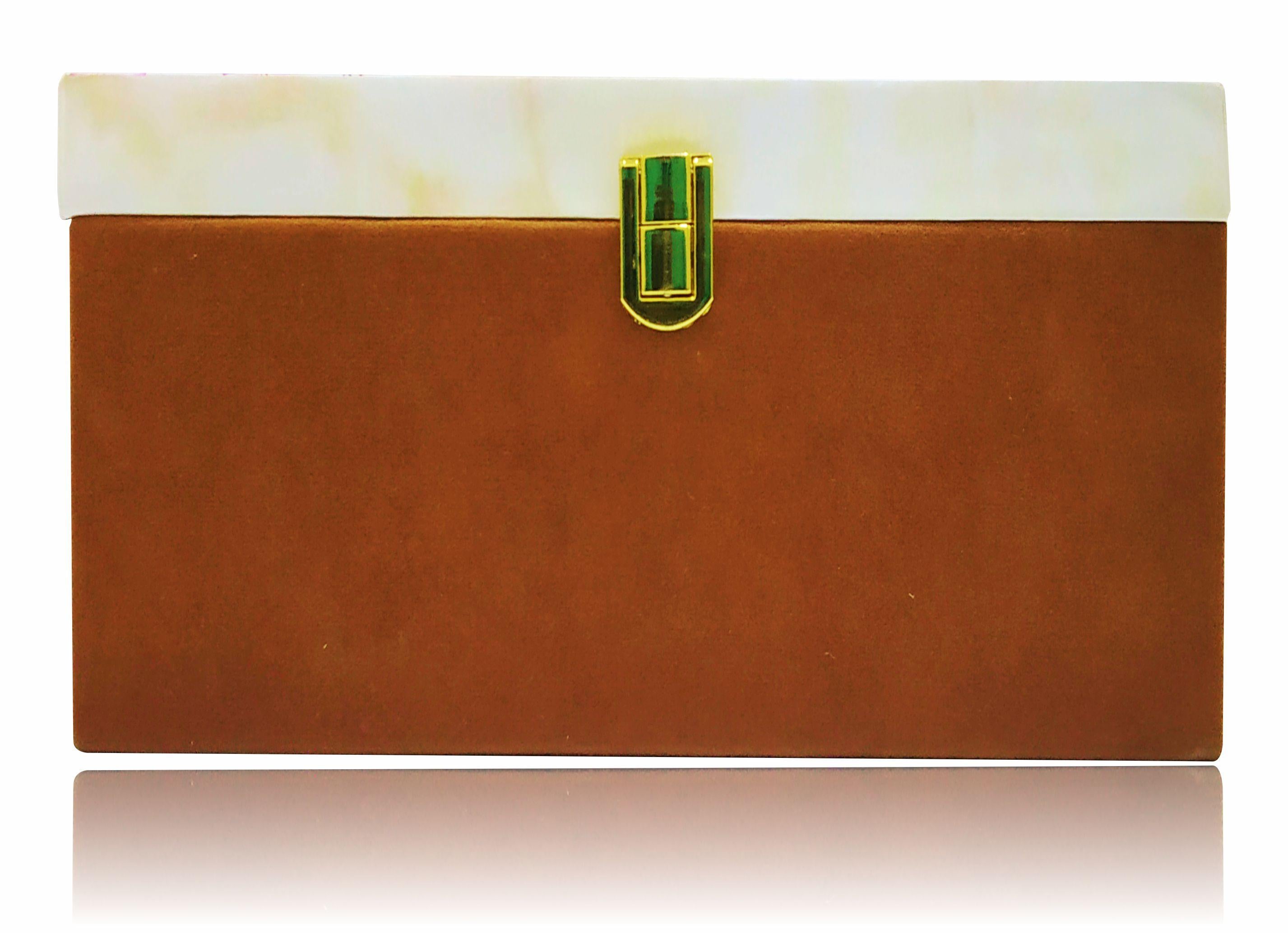 Pink And Brown Velvet Ultra Premium Box Invitation Card-King of Cards