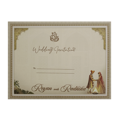 Brown Marriage Ritual Padded Wedding Card - KSH72950