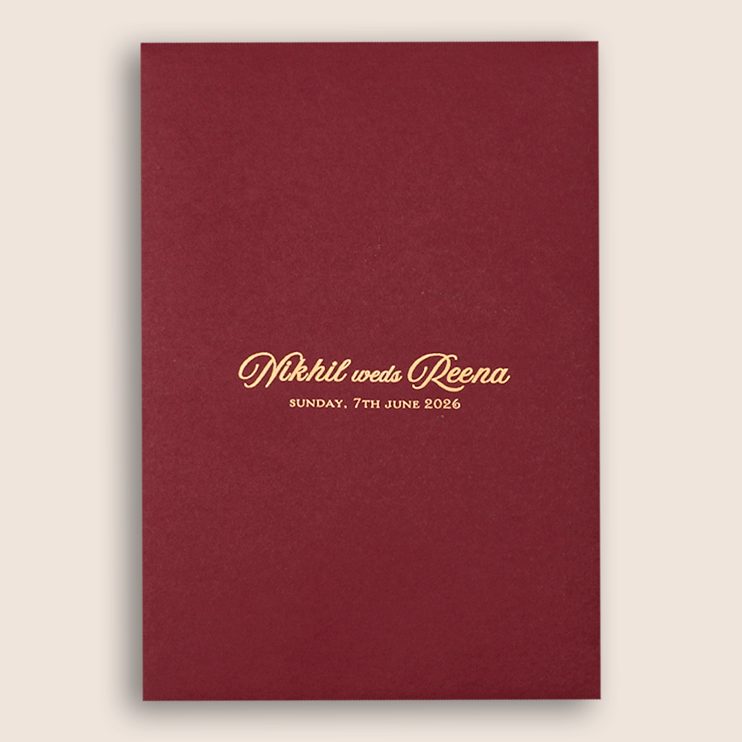 Maroon Floral Wedding Invitation - KVR101