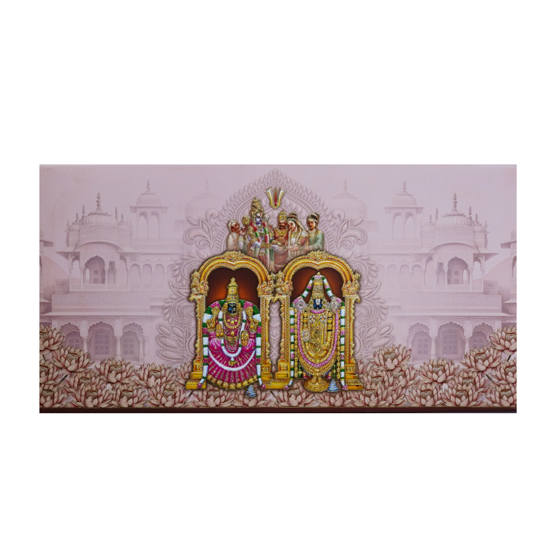 Pink God Themed Embossed Hindu Wedding Card-KPR24670