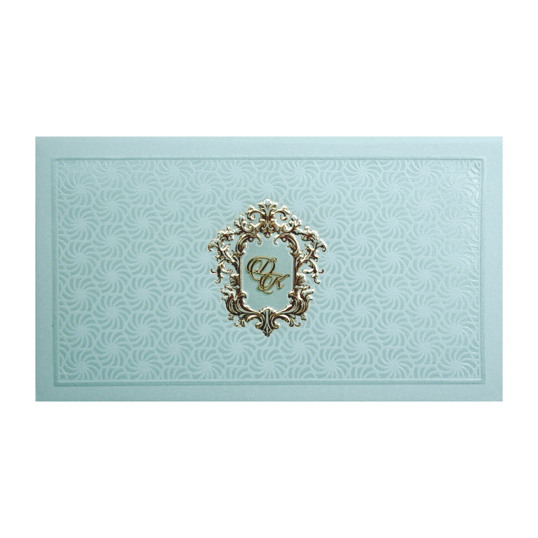 Mint Green Monogram Elegant Wedding Invitation Card-KPR24560