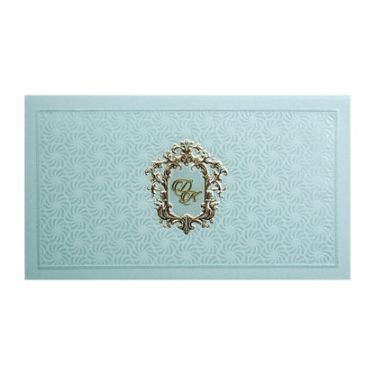 Mint Green Monogram Elegant Wedding Invitation Card-KPR24560