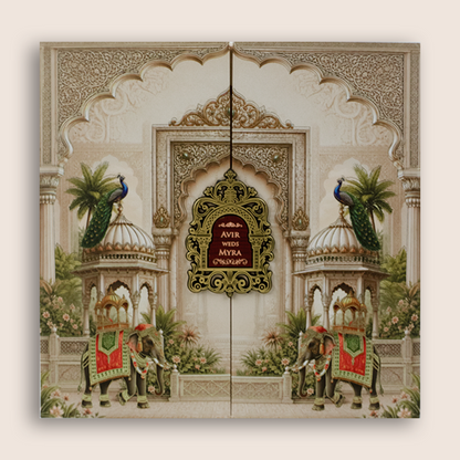Peach Padded Door Style Wedding Invitation - KSH18650