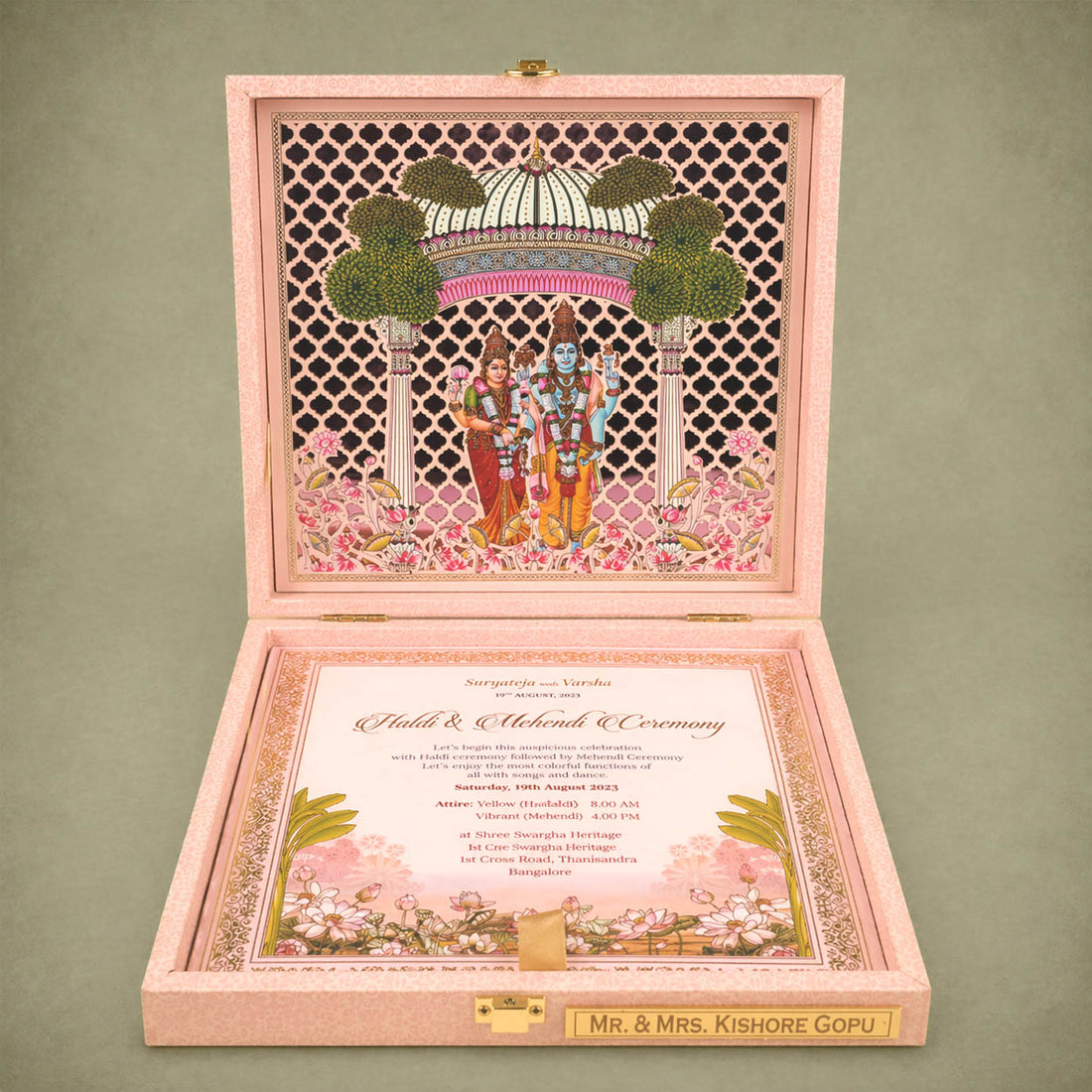 Pink Premium Balaji Padmavati Theme Invitation Card-KNKUP055