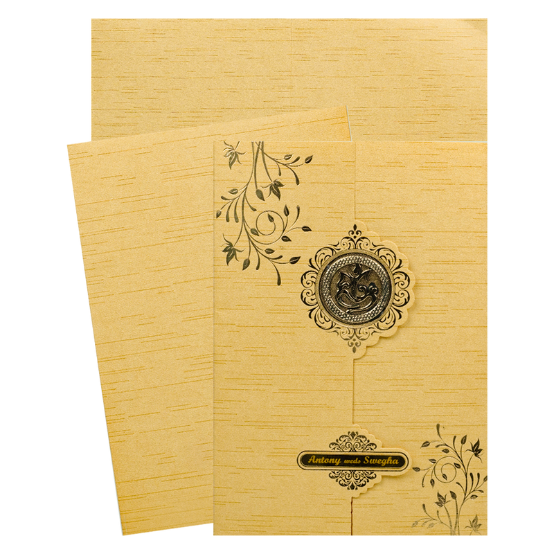 Gold Foiled Floral Wedding Card-KNT2701GL