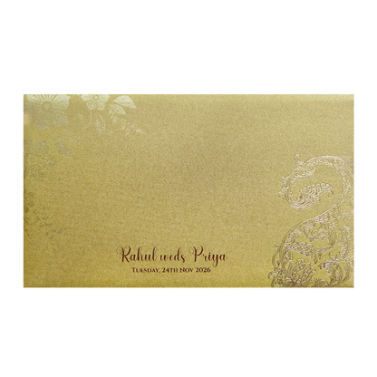 Gold Embossed Paisley Wedding Invitation Card-KPR06370