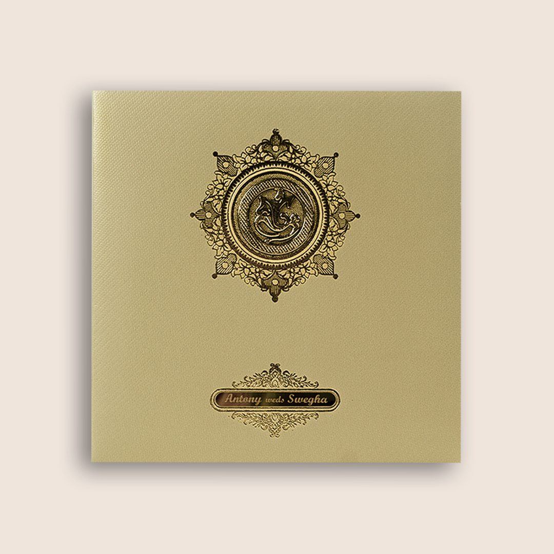 Gold Ganesha Wedding Card - KNK839MG