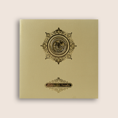 Gold Ganesha Wedding Card - KNK839MG