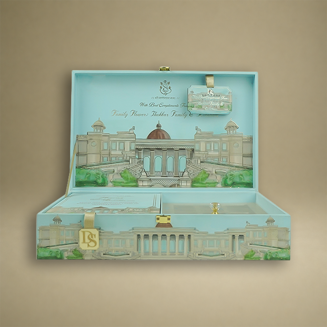 Light Blue Premium Palace Luxury Invitation box - KNLW202532