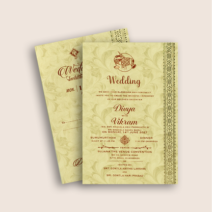 Pale Green Floral Single Sheet Marriage Card - KNPD1684