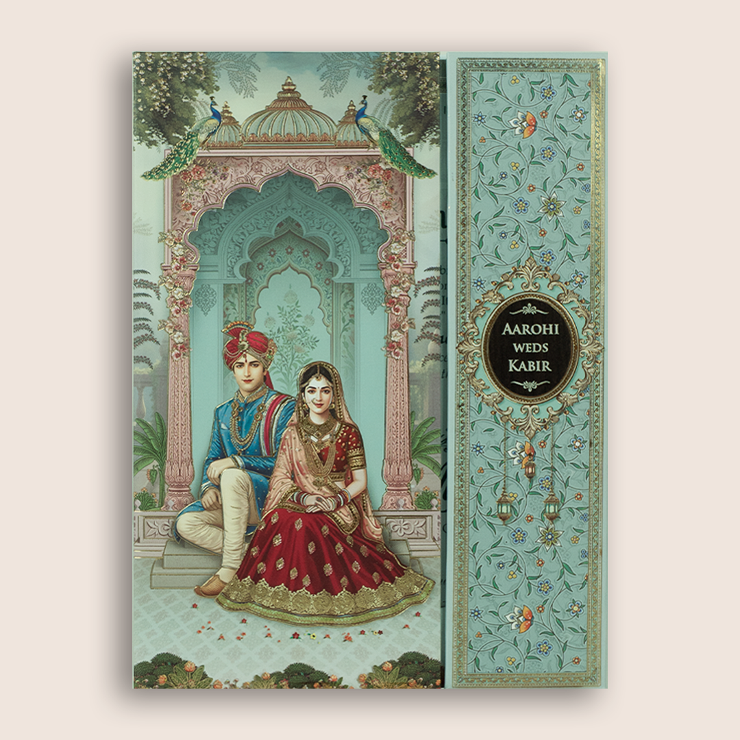 Blue Bride Groom Door Style Padded Marriage Card - KSH18520