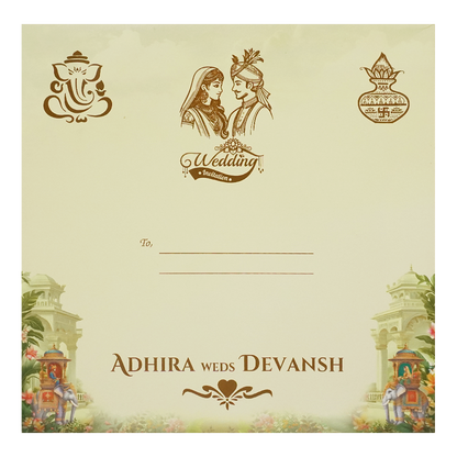 Royal Procession Elephant Padded Wedding Card - KSH72770