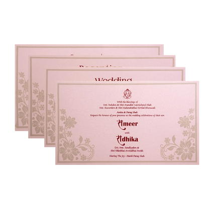 Blush Pink Floral Elephant Wedding Invitation Card-KPR24620