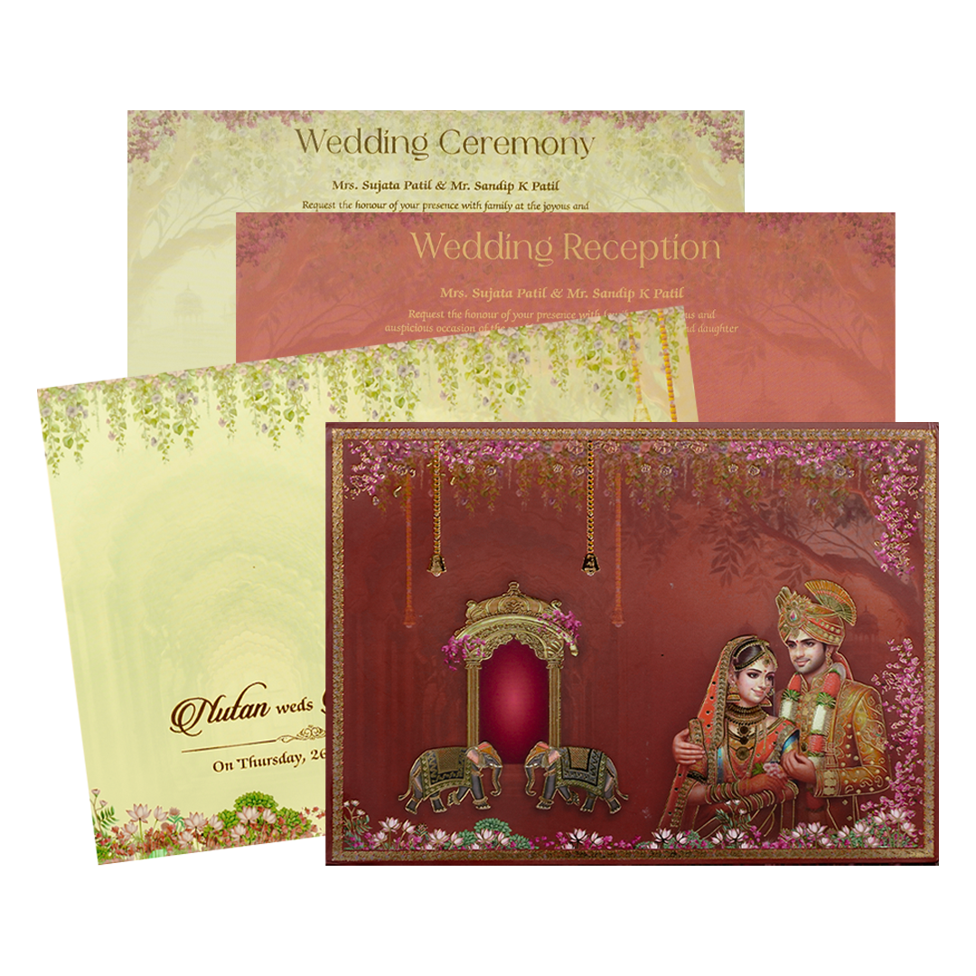 Royal Indian Palace Padded Wedding Card-KRE28000