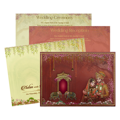 Royal Indian Palace Padded Wedding Card-KRE28000
