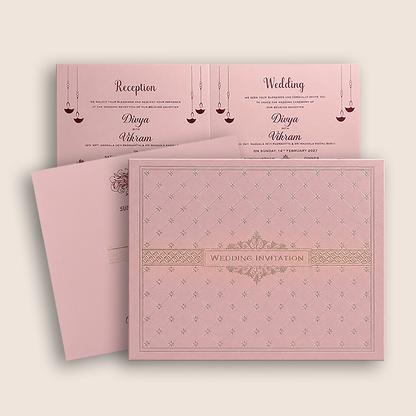 Pink Floral Lattice Wedding Card - KNRS6901