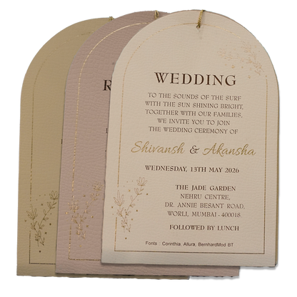 Green Gold Tassel Wedding Card - KRC31410